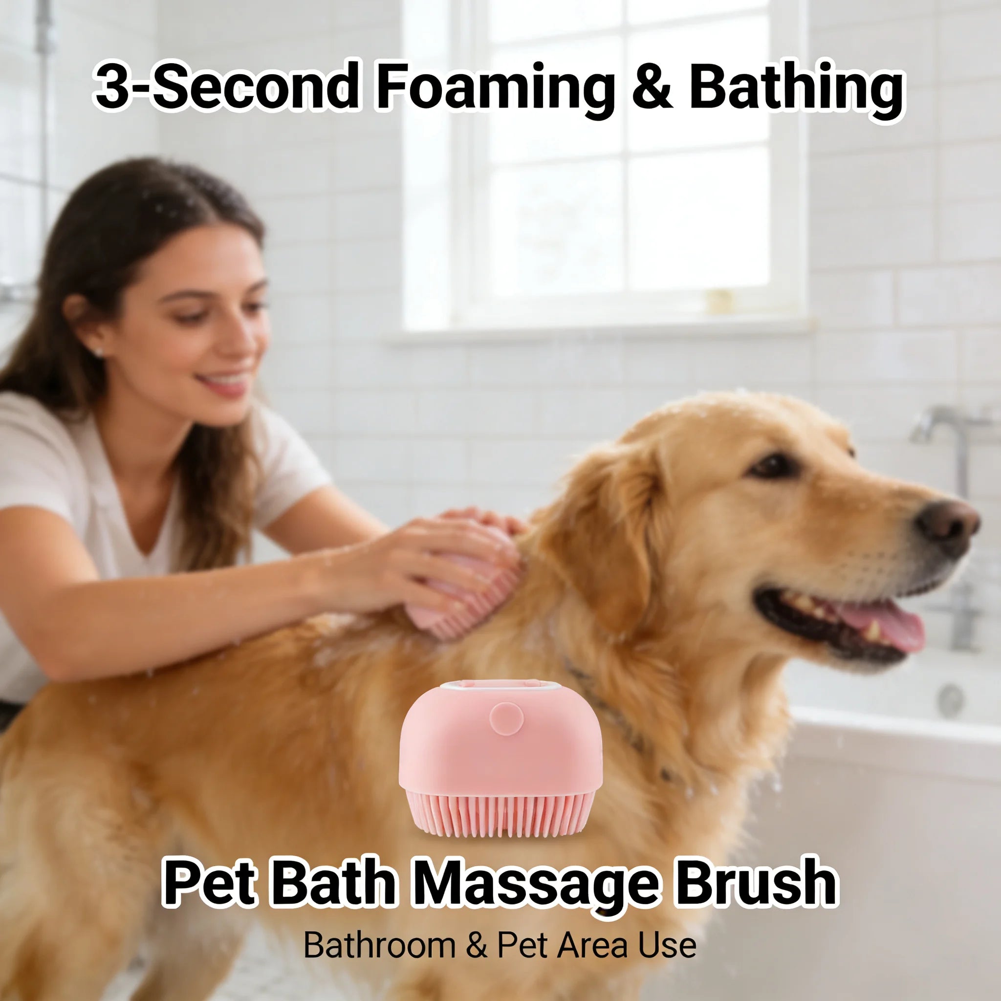 Pet Massage Brush Shampoo Dispenser