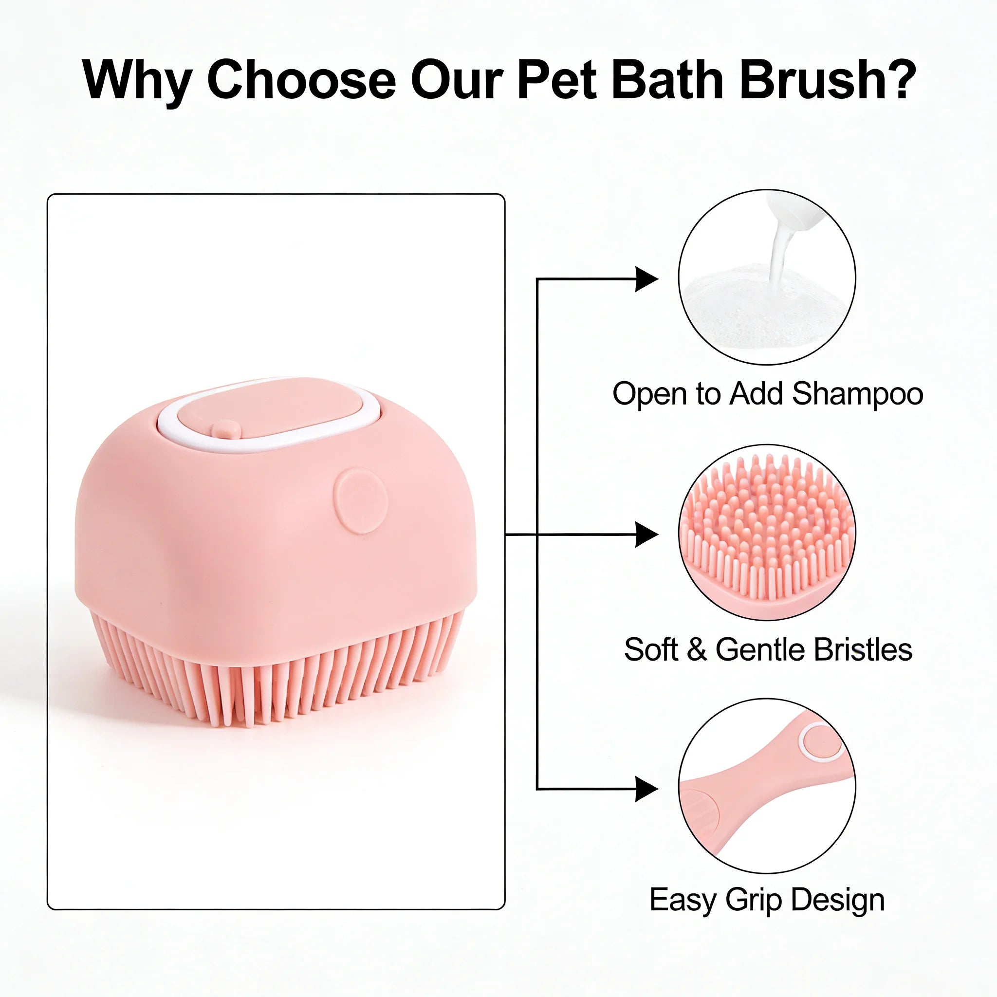 Pet Massage Brush Shampoo Dispenser