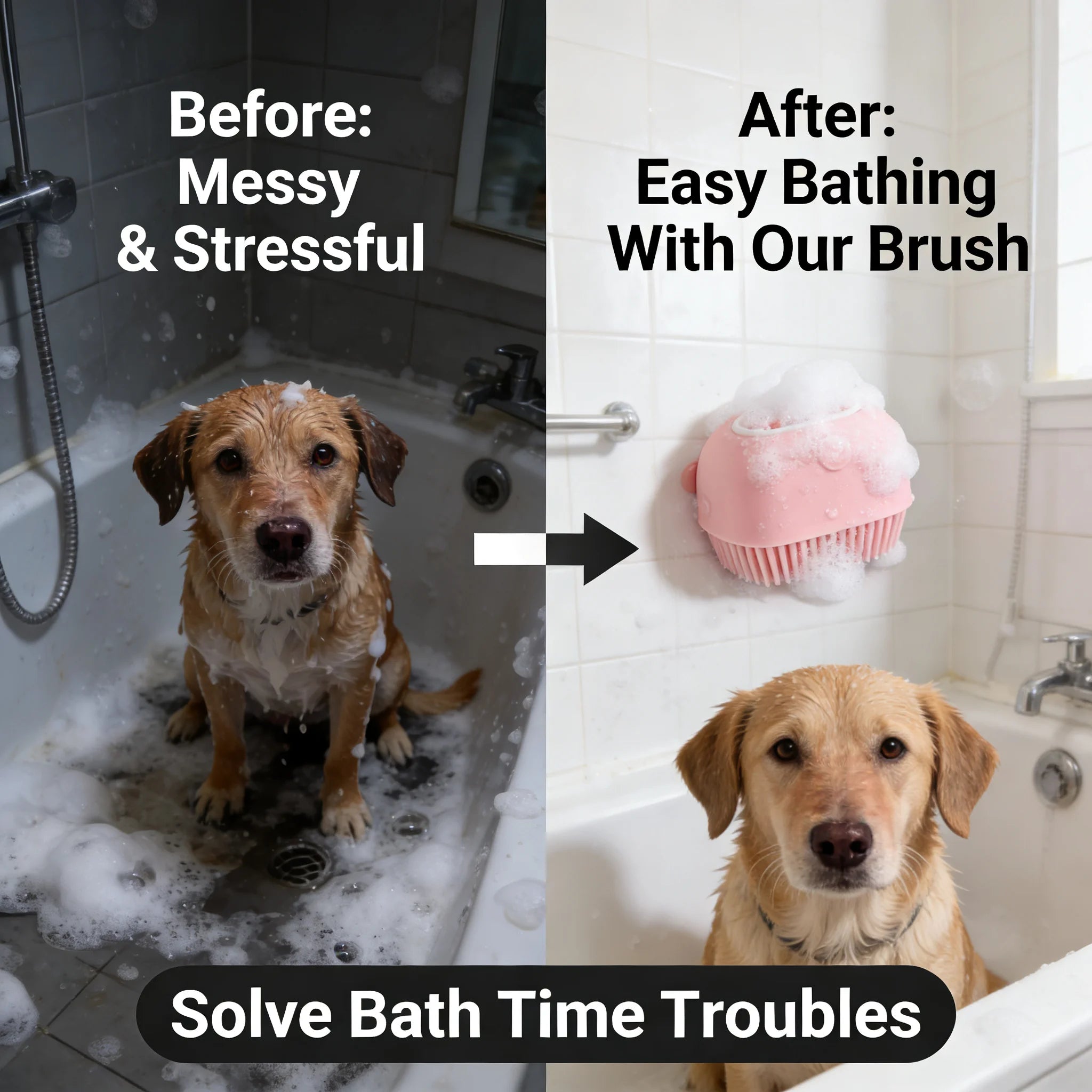 Pet Massage Brush Shampoo Dispenser