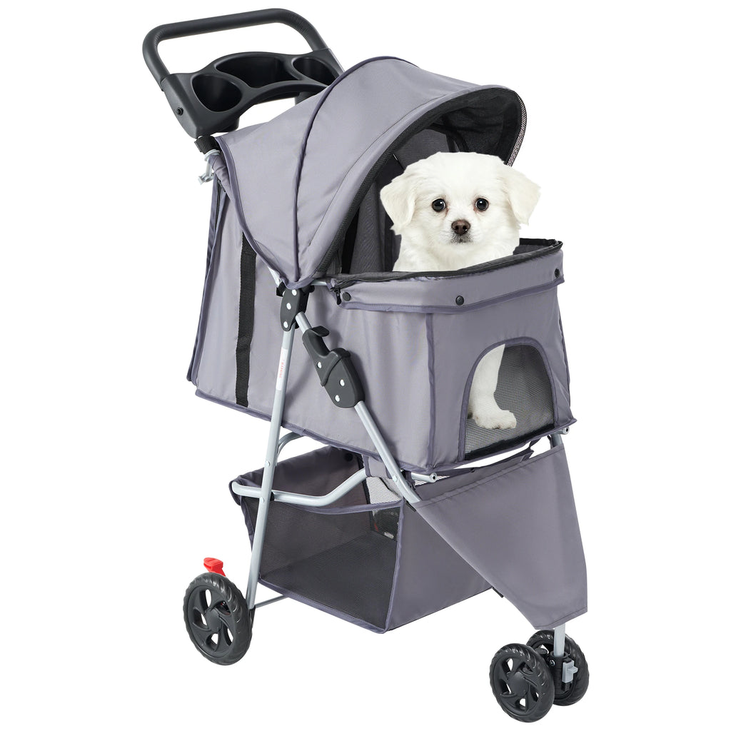 3 Wheels Foldable Pet Stroller for Small Dogs and Cats