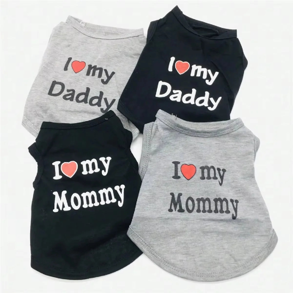 Pet Dog Vest T-Shirt I Love My Daddy Mommy Vest