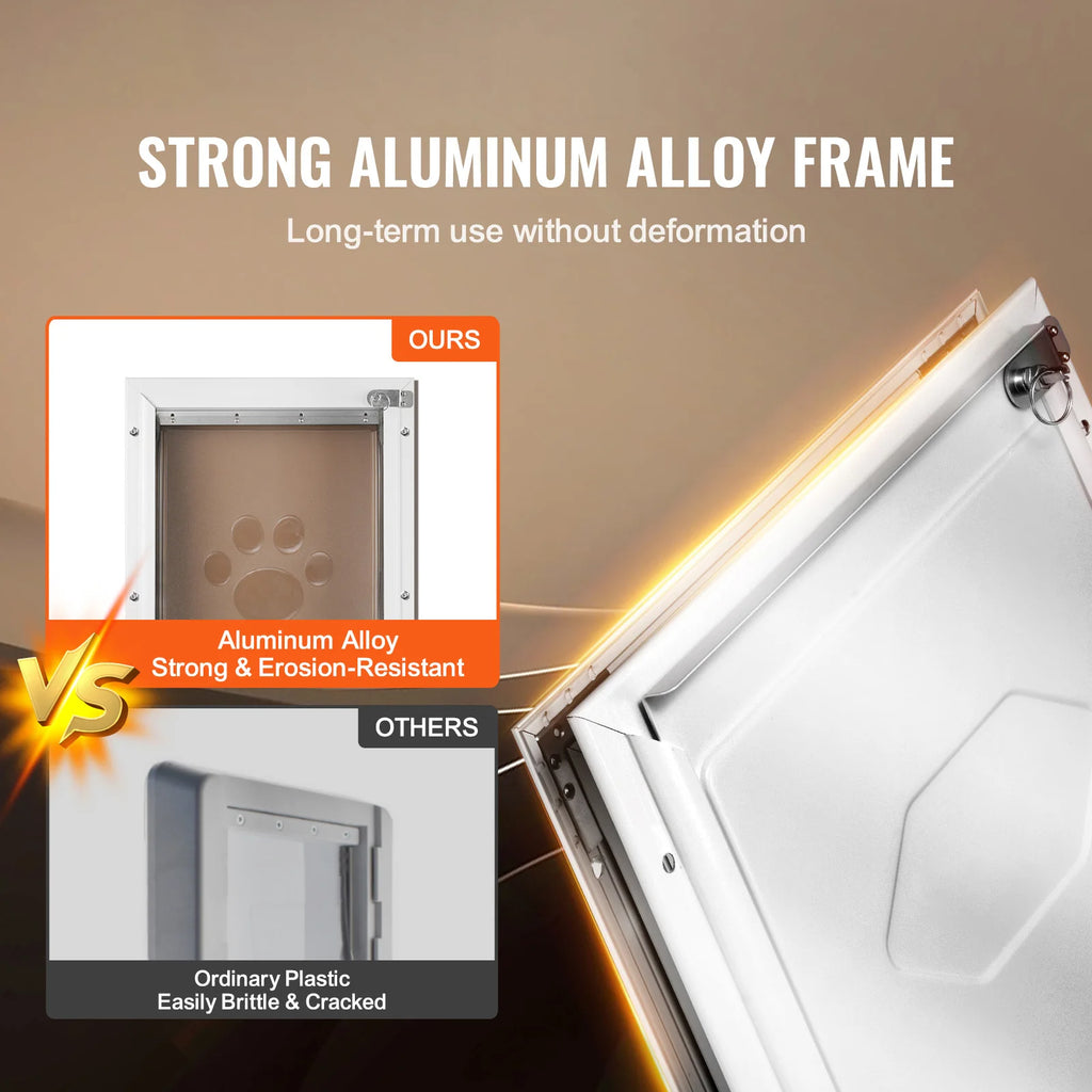 Pet Door Aluminum Frame with Lock and Flap System