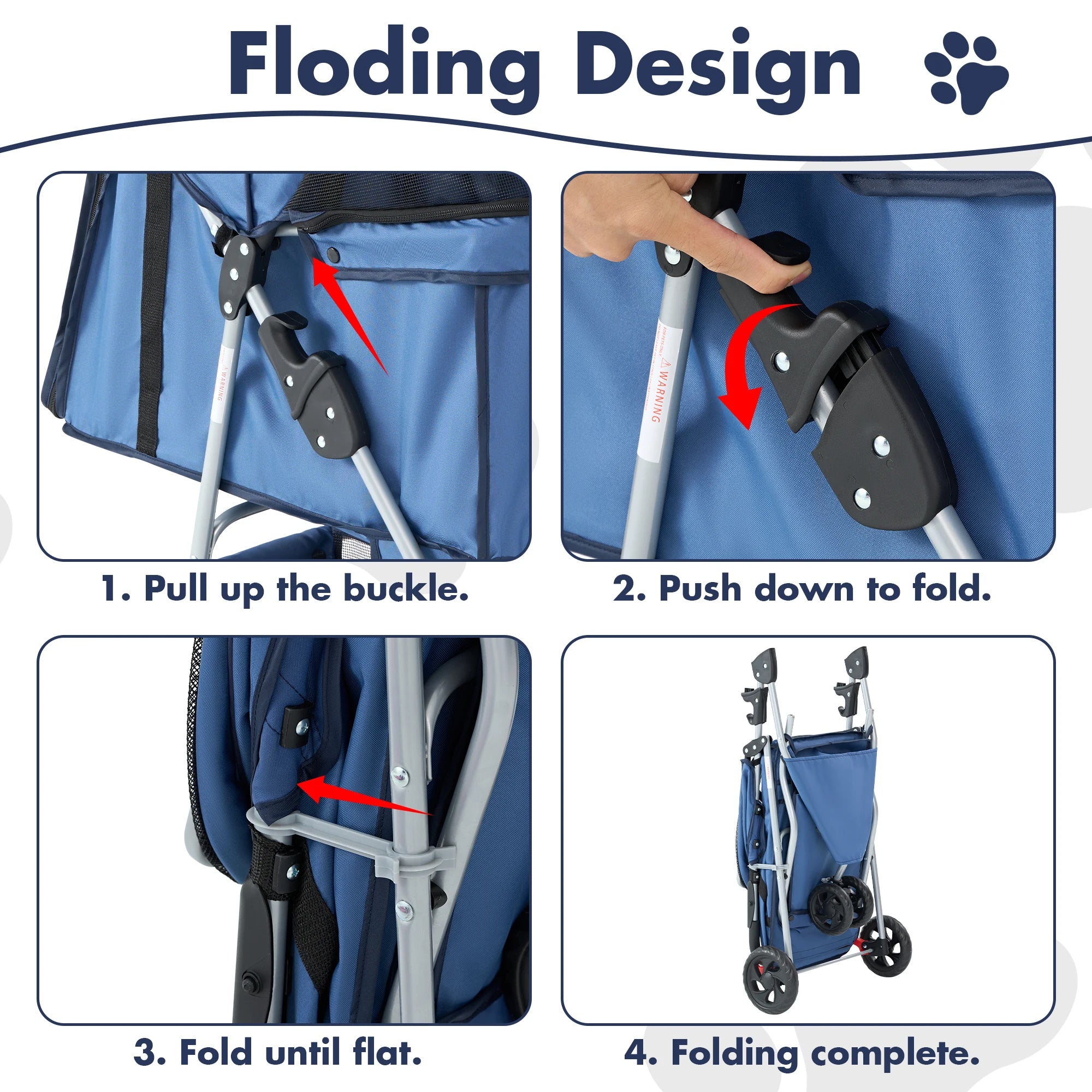 3 Wheels Foldable Pet Stroller for Small Dogs and Cats