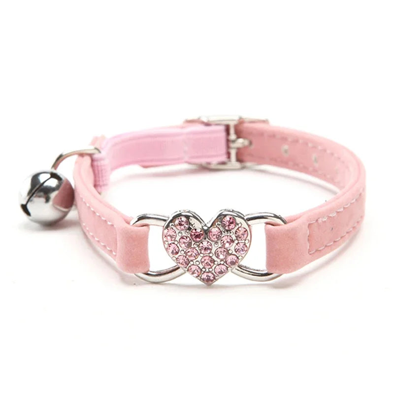 Heart Charm Bell Cat Collar