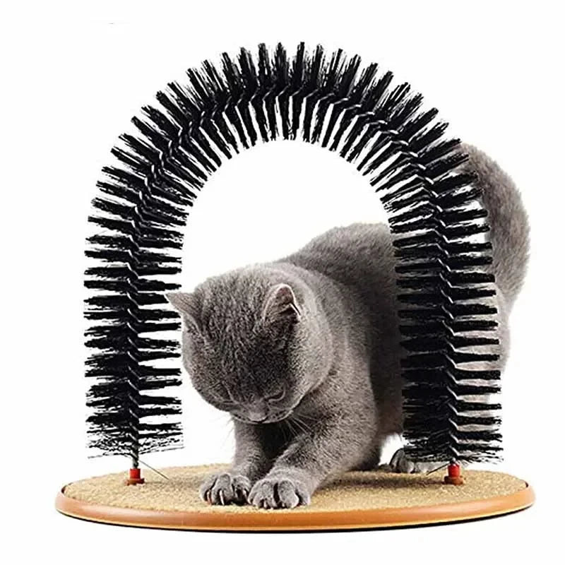 Cat Massage Grooming Rubbing Brush with Scratching Pad
