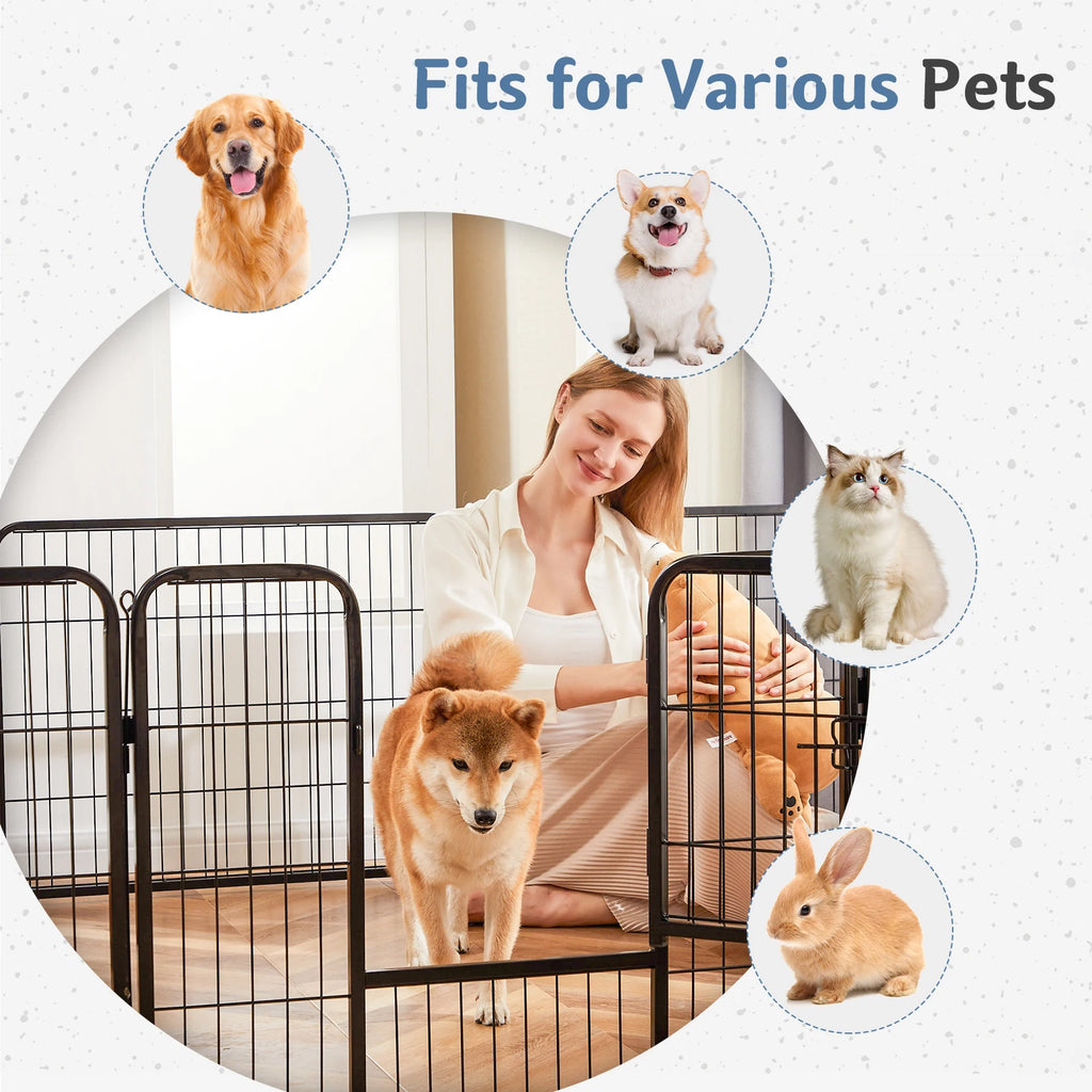 16 Panels Dog Playpen Pet Fence Metal 24 Inch to 32 Inch Foldable