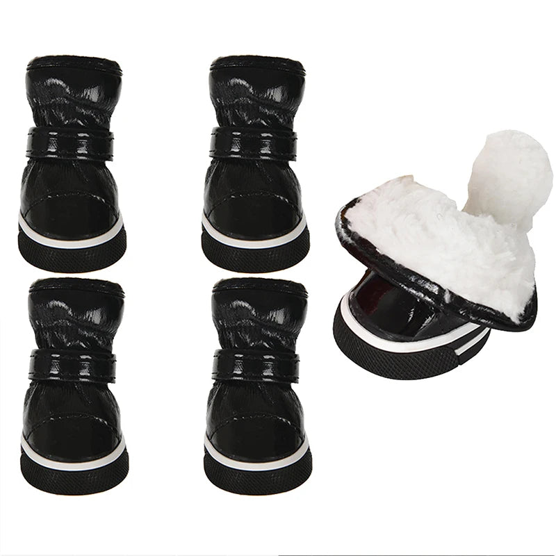 4Pcs/set Pet Shoes Winter Warm Waterproof