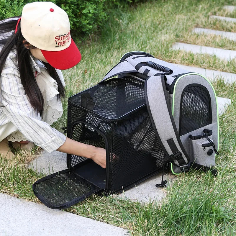 Cat Carrier Expandable Cat Backpack with Shade Cover