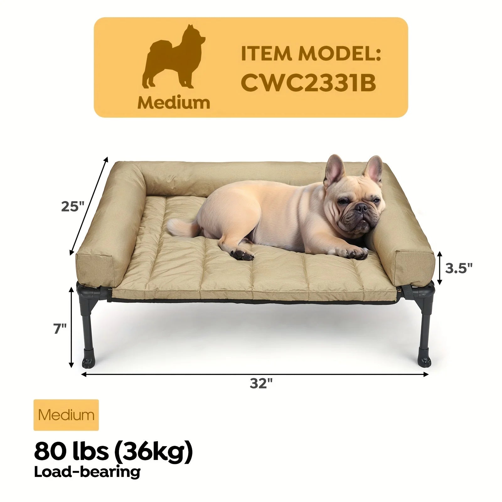 Cooling Elevated Dog Bed + Removable Pillow-Top Mat