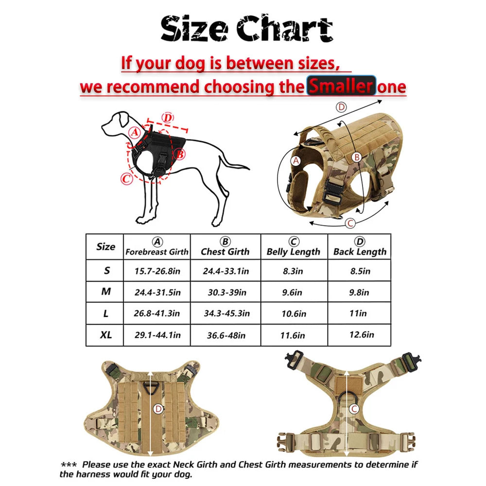 Tactical Dog Harness Leash Set for Large Dogs Military Harnesses
