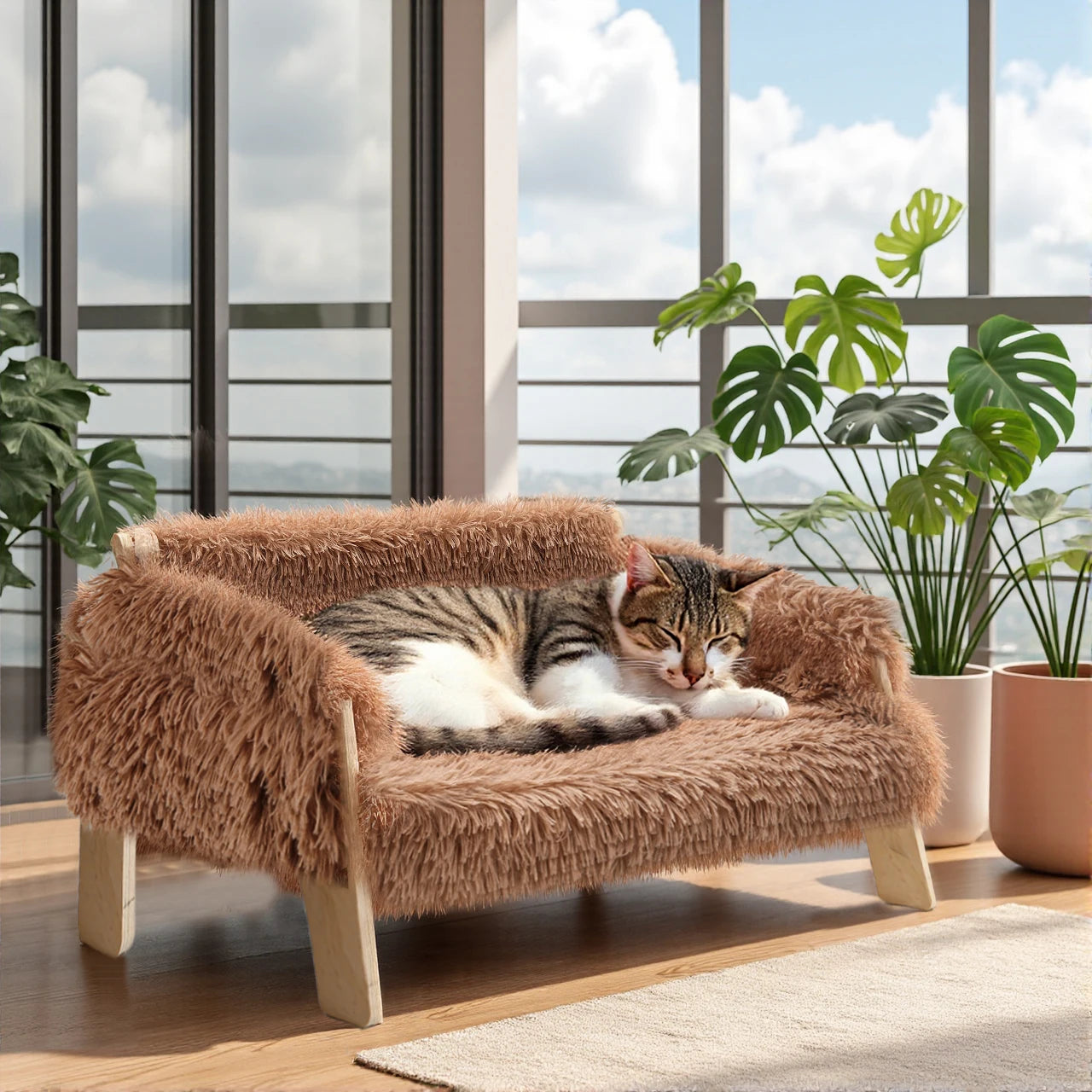 Large Cat Bed Sturdy Wooden Leg Raised