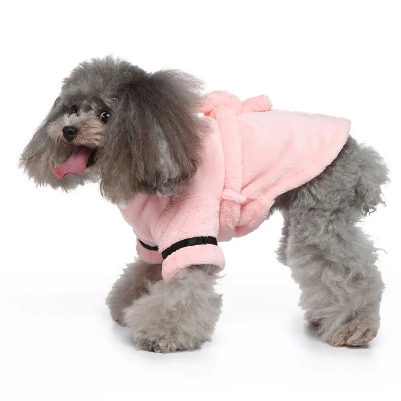 Pet Dog Bathrobe with Hooded Dog Pajamas
