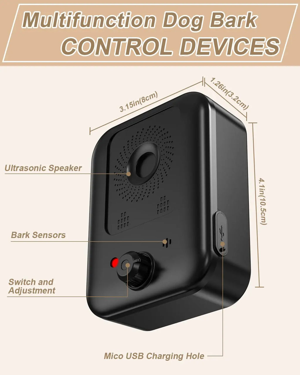 Automatic anti-barking device for dog barking control