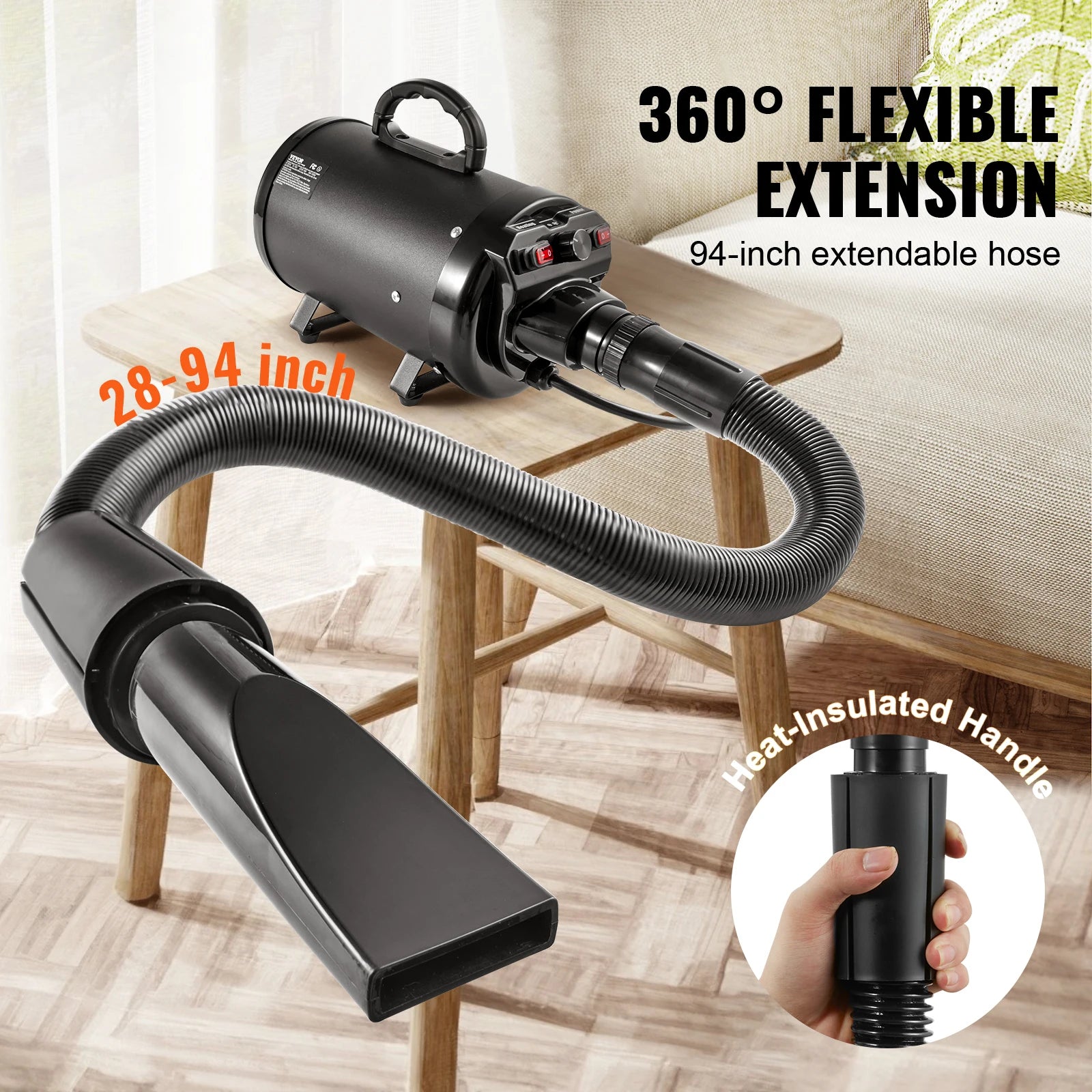 SucceBuy 2000W/2.7HP Dog Blow Dryer Adjustable Speed