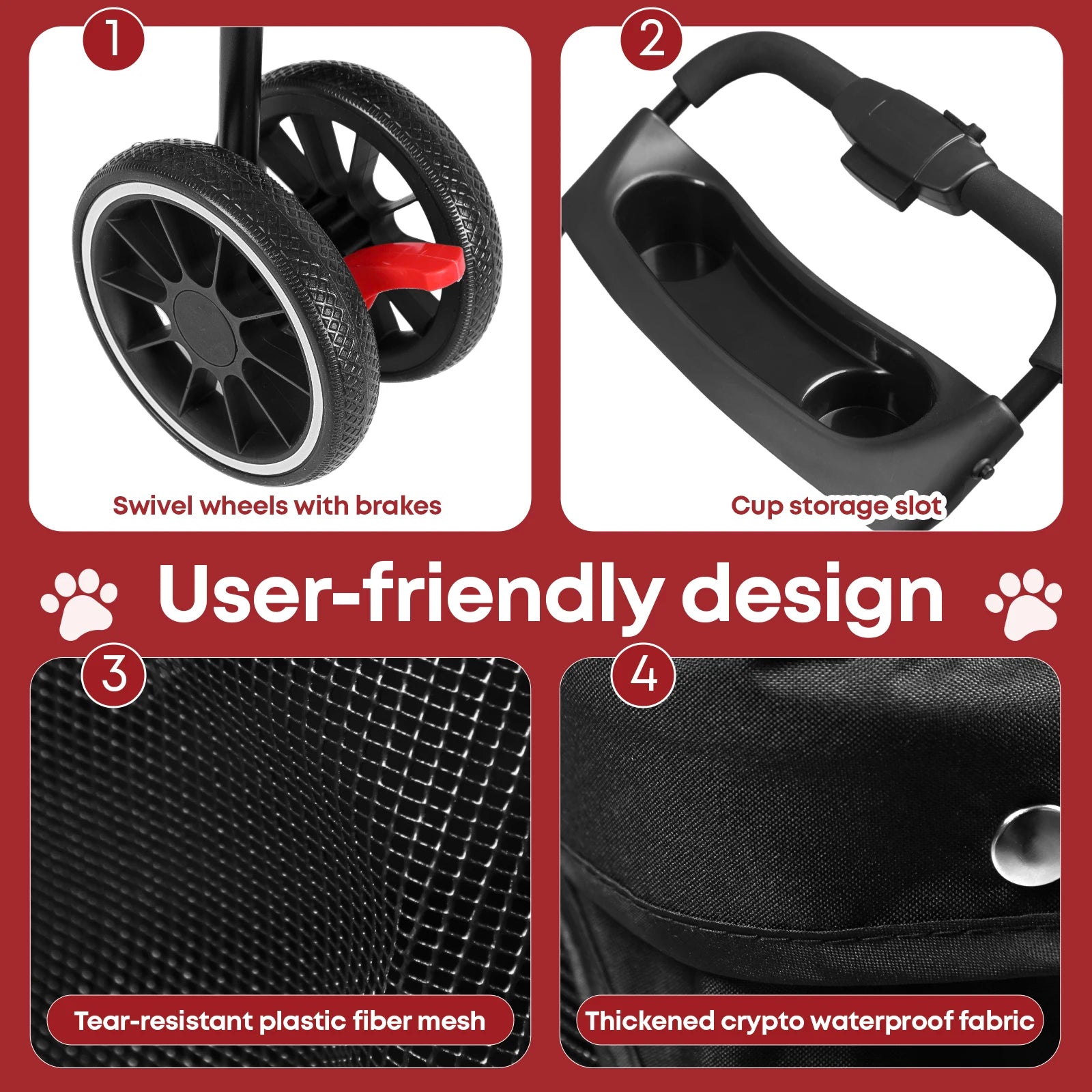 Pet Stroller For Small Medium Cats Dogs