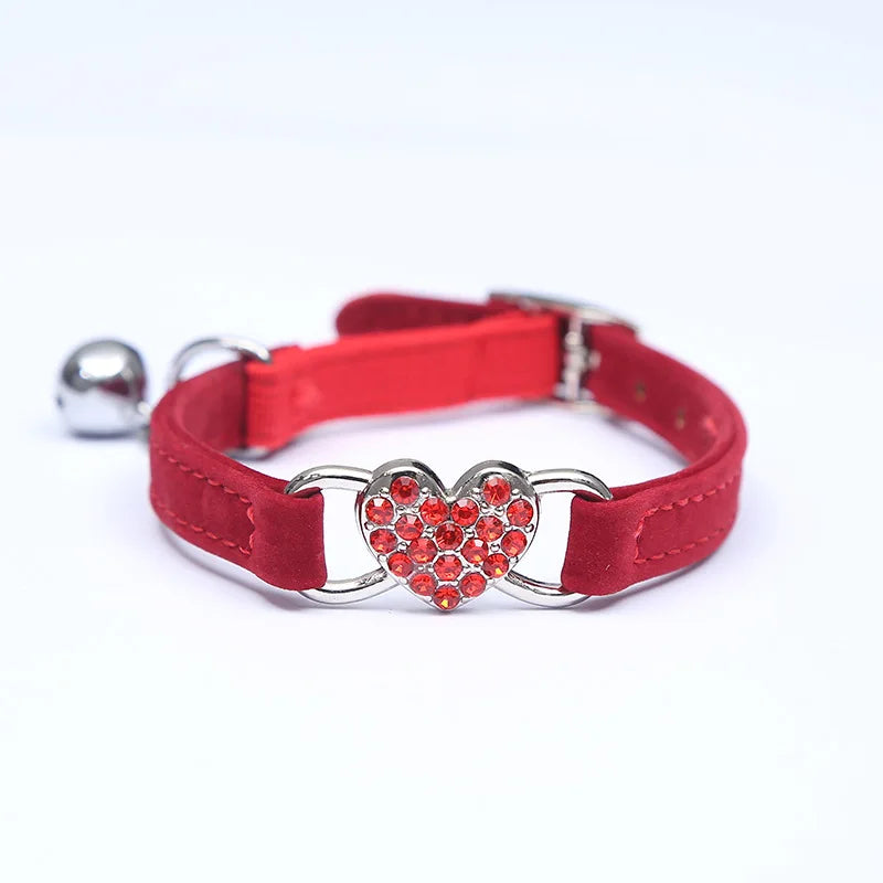 Heart Charm Bell Cat Collar