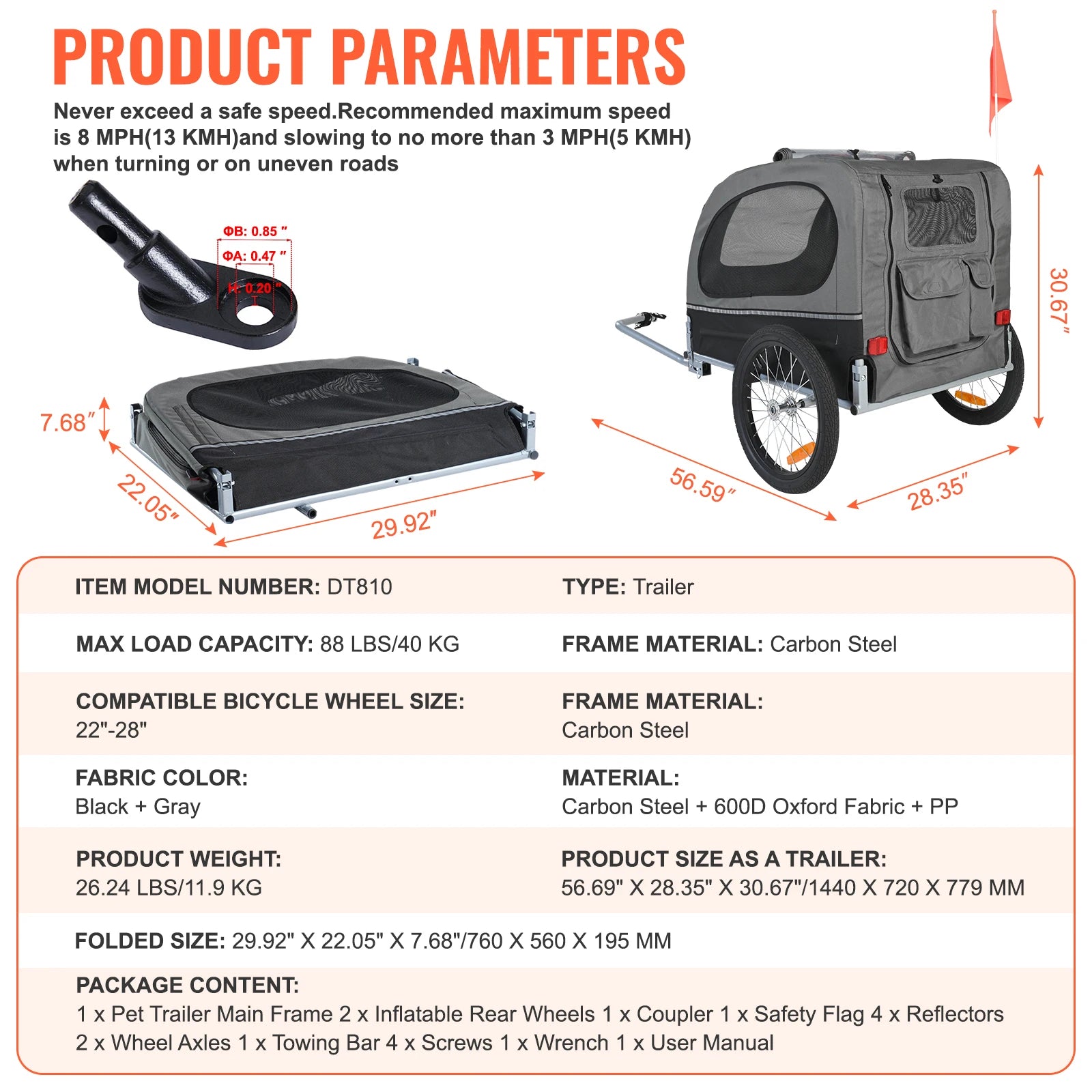 Pet Cart Bicycle Carrier with Wheels