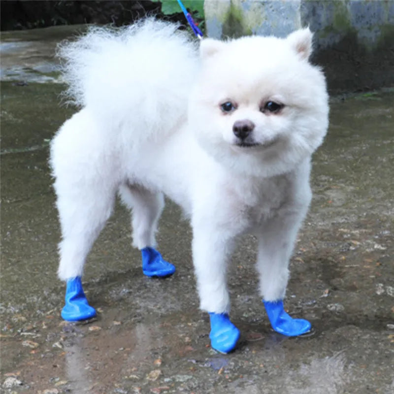 4Pc/Set Waterproof Paw Protector Rubber Rain Boots