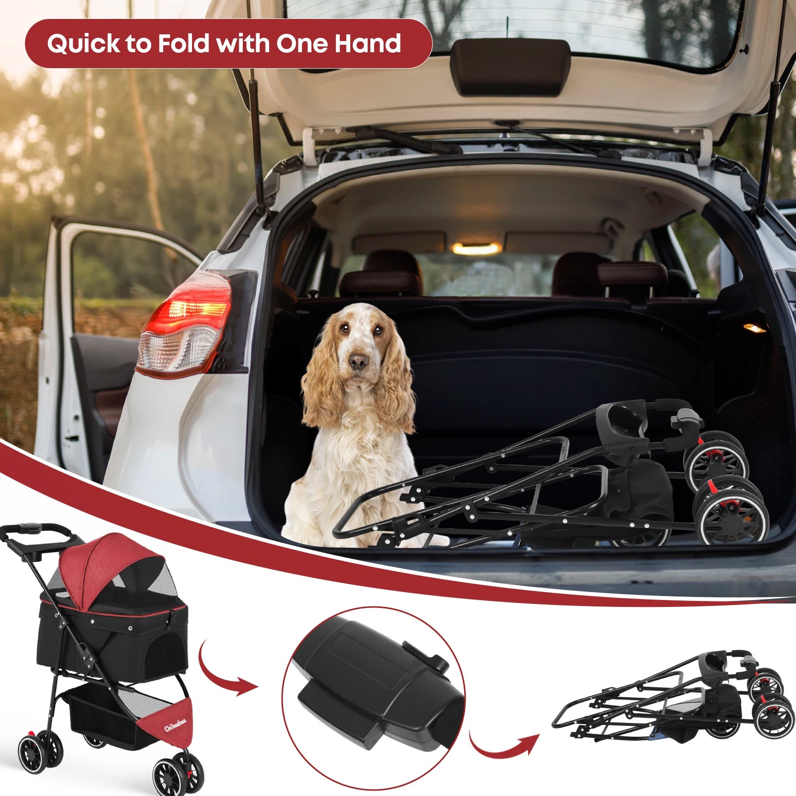 Pet Stroller For Small Medium Cats Dogs