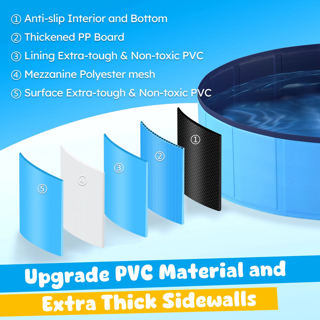 Portable Dog Pool, Foldable Pet Swimming Tub
