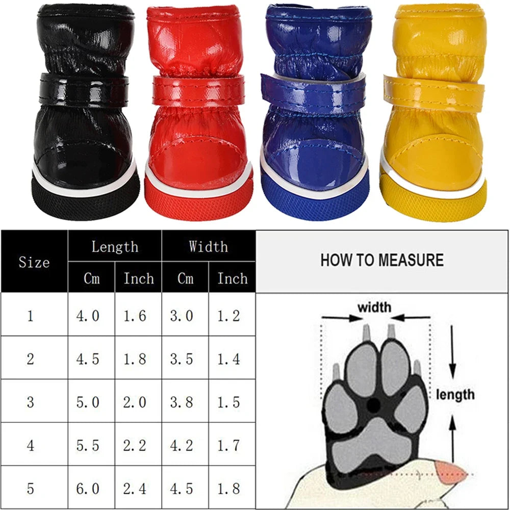 4Pcs/set Pet Shoes Winter Warm Waterproof