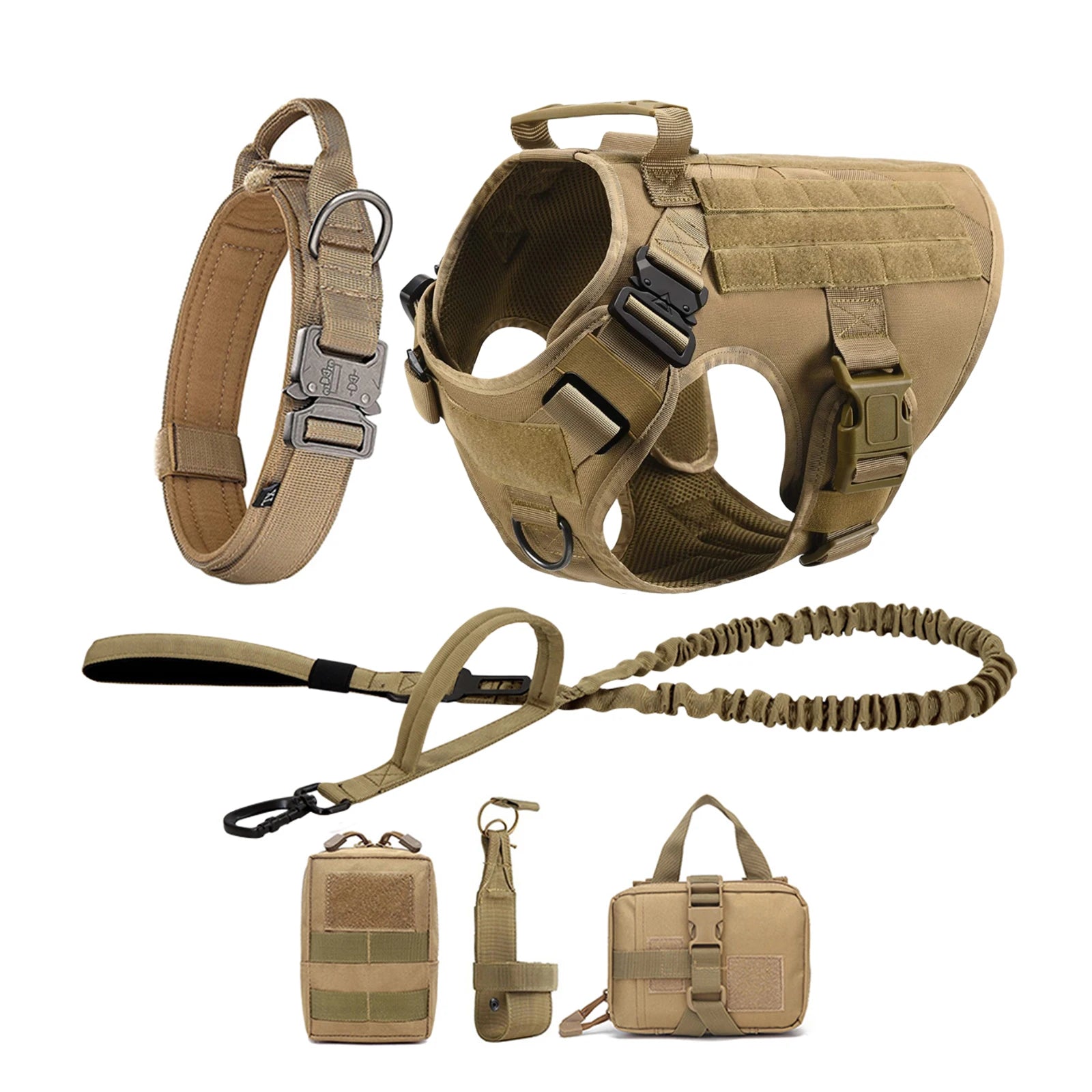 Tactical Dog Harness Collar Leash Pouches