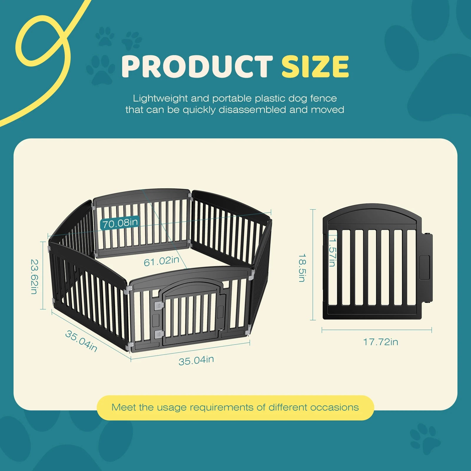 JHK Plastic Dog Playpen 6 Panel 24IN