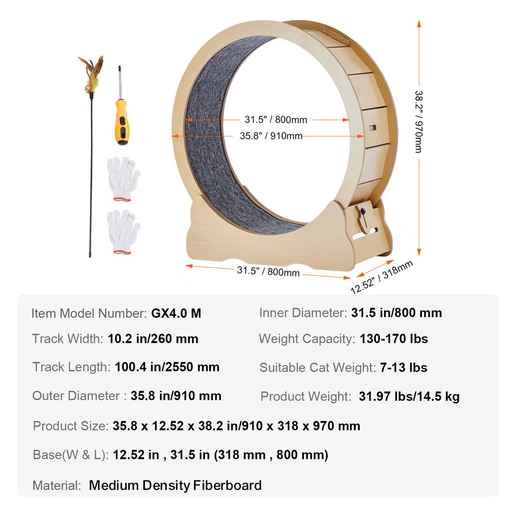 SucceBuy Wooden Cat Exercise Wheel