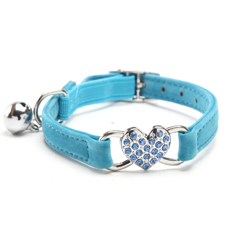 Heart Charm Bell Cat Collar
