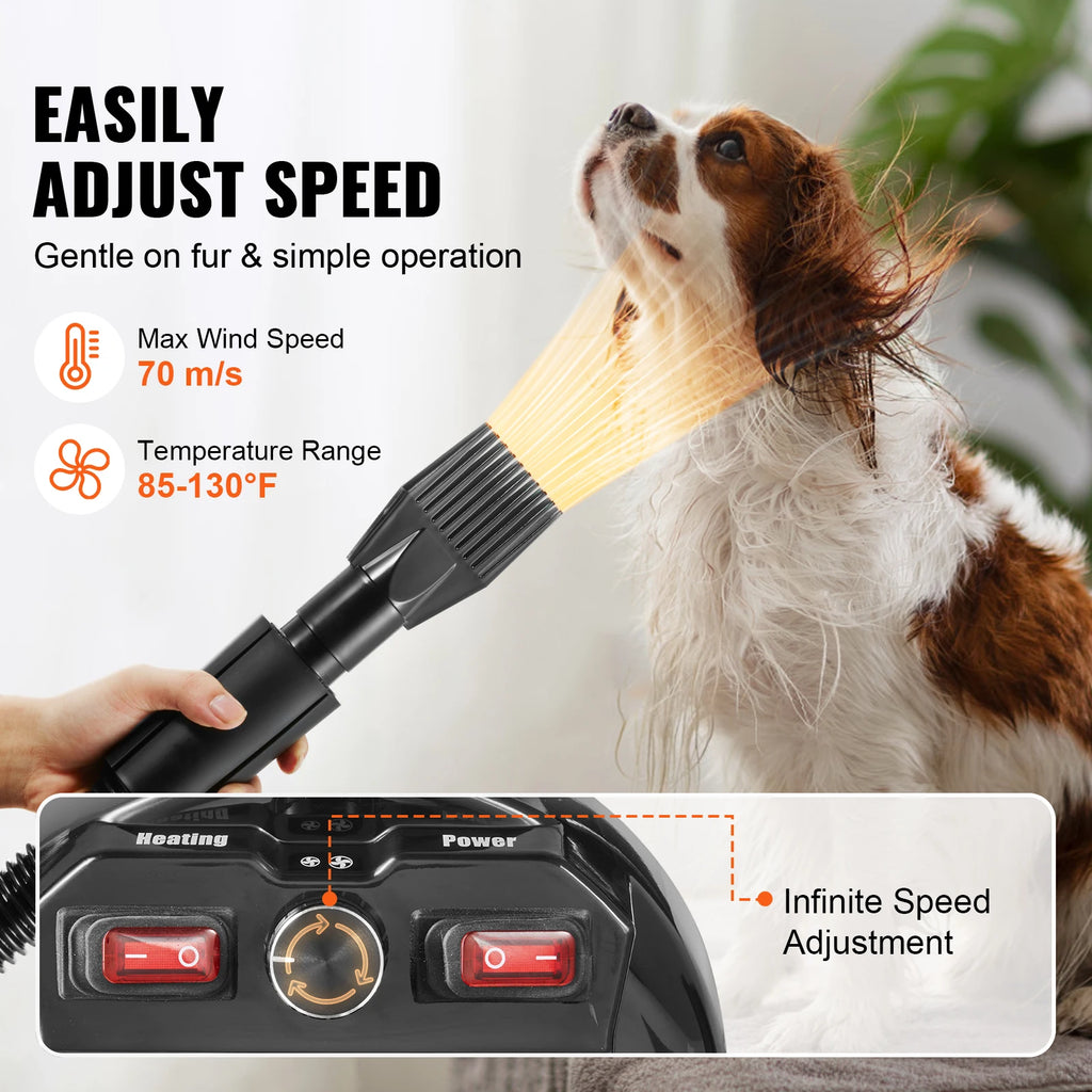 SucceBuy 2000W/2.7HP Dog Blow Dryer Adjustable Speed