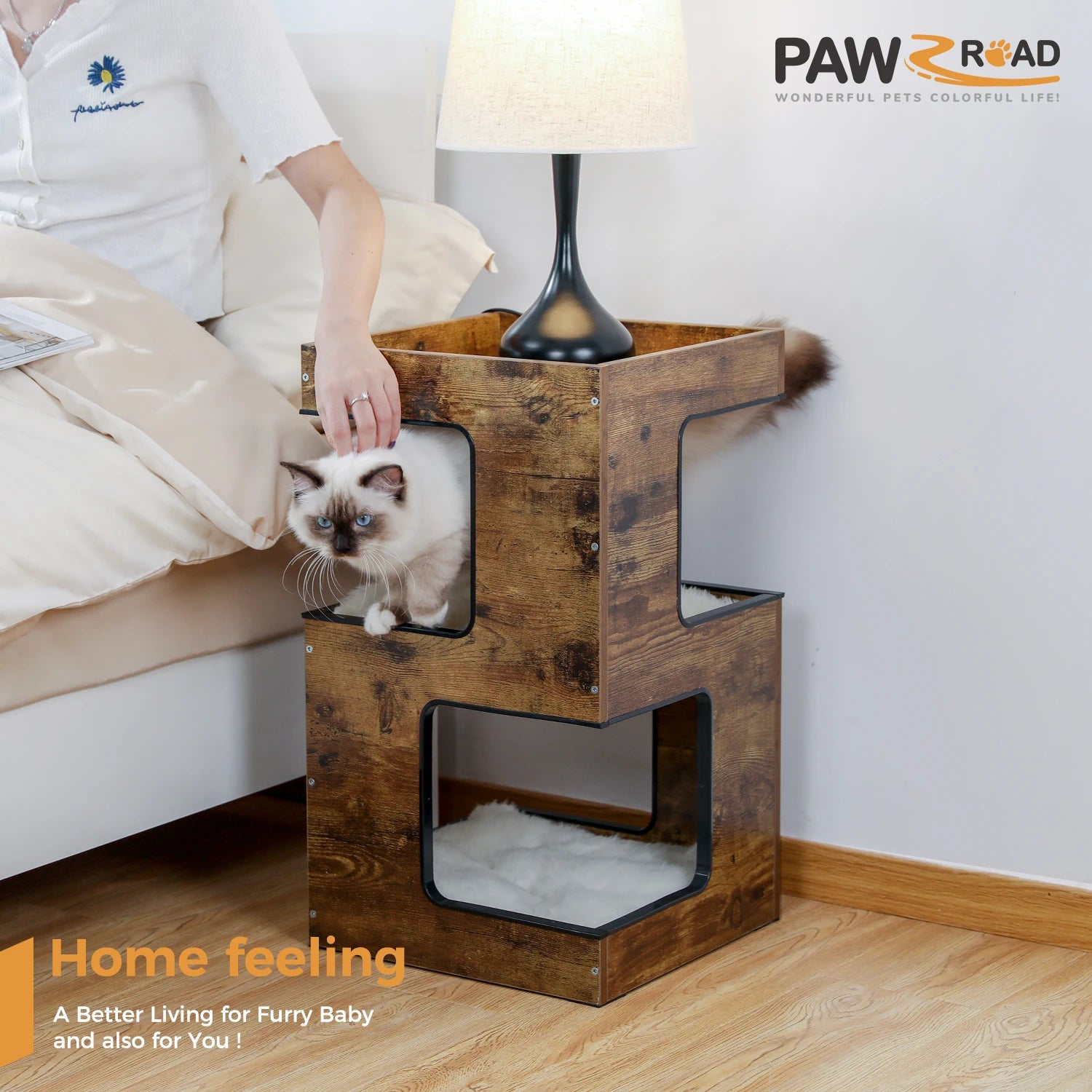 Wood Cat Condo House Bed