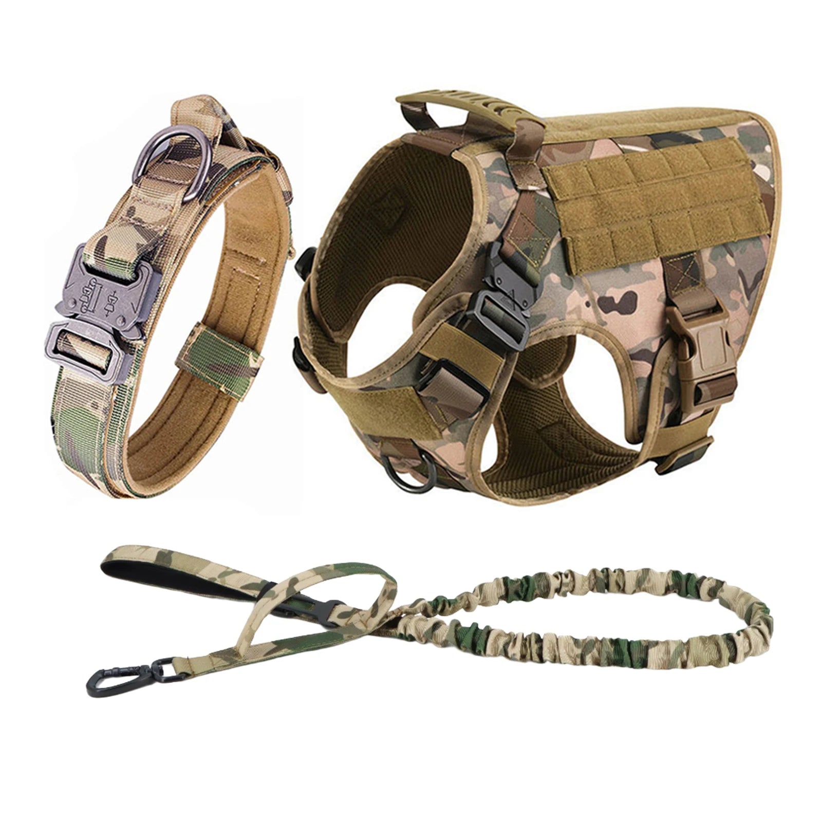 Tactical Dog Harness Collar Leash Pouches