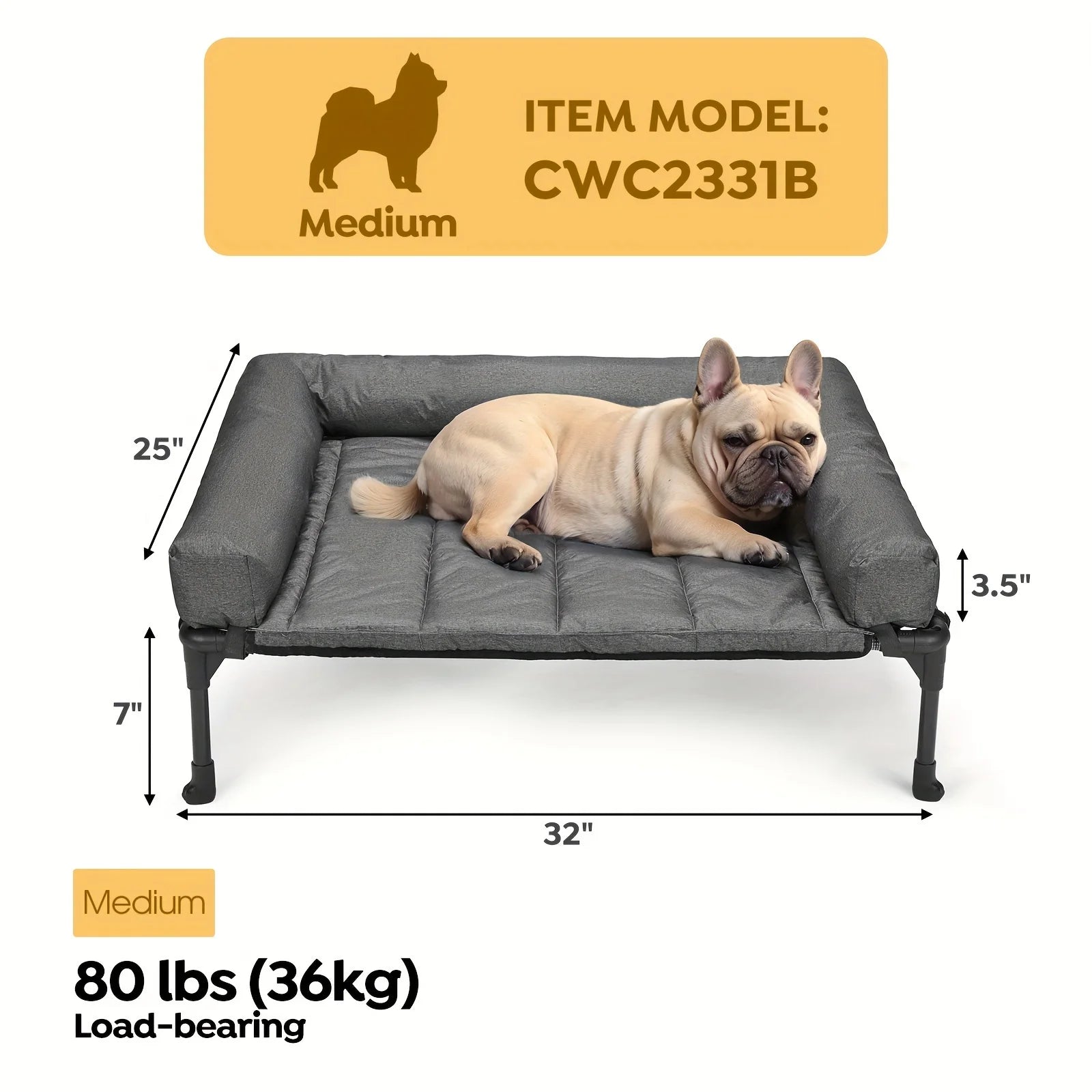 Cooling Elevated Dog Bed + Removable Pillow-Top Mat