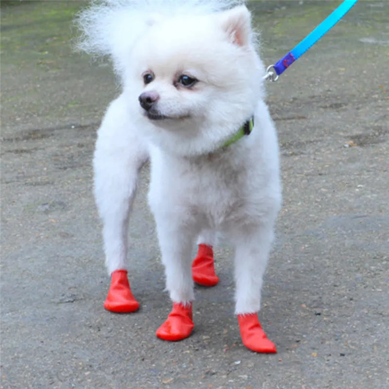4Pc/Set Waterproof Paw Protector Rubber Rain Boots