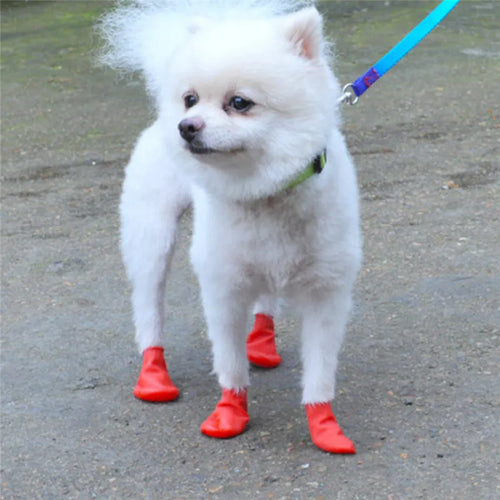 4Pc/Set Waterproof Paw Protector Rubber Rain Boots