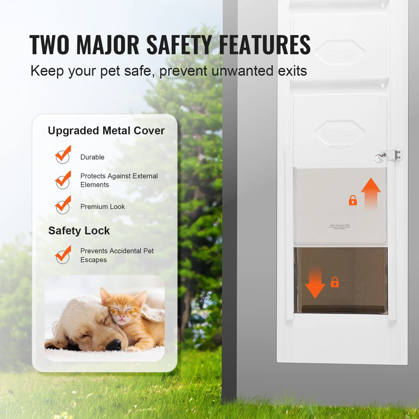 Doggy Door Sliding Doors Aluminum Frame Tempered Glass Pet Door