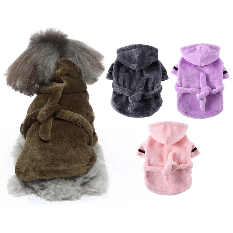 Pet Dog Bathrobe with Hooded Dog Pajamas