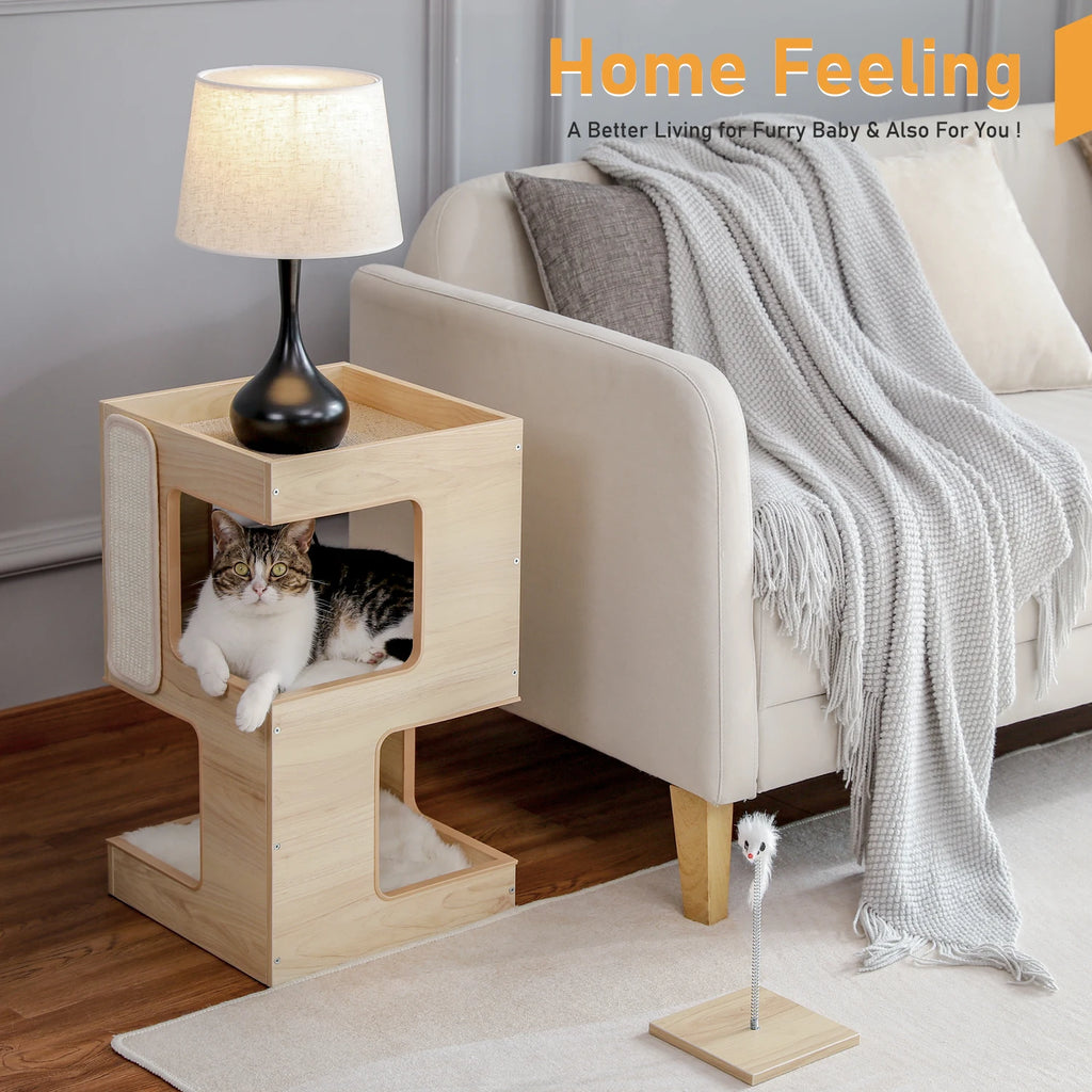 Wood Cat Condo House Bed