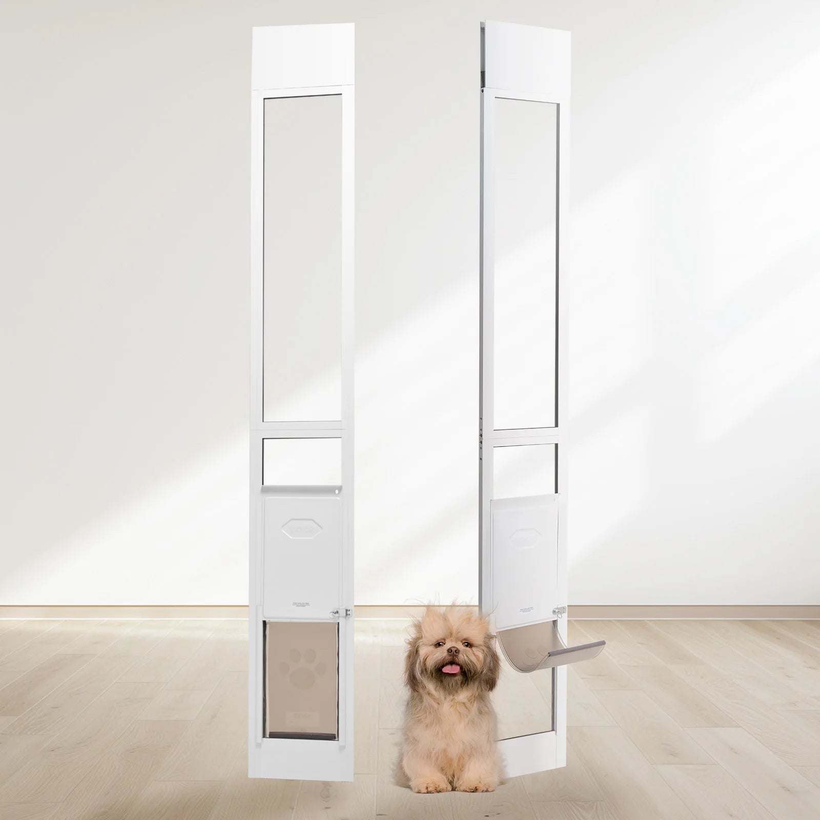 Doggy Door Sliding Doors Aluminum Frame Tempered Glass Pet Door
