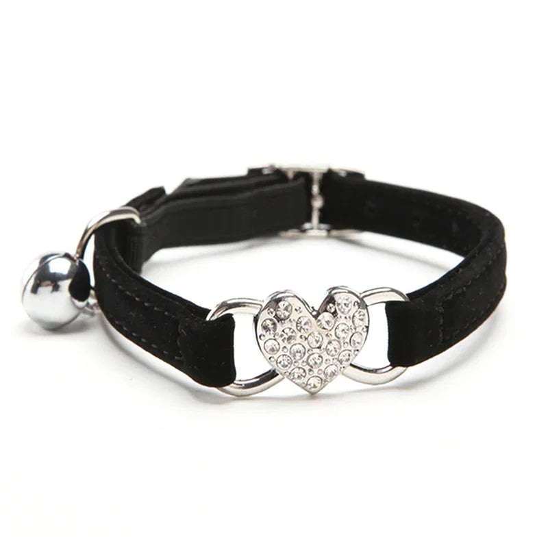 Heart Charm Bell Cat Collar