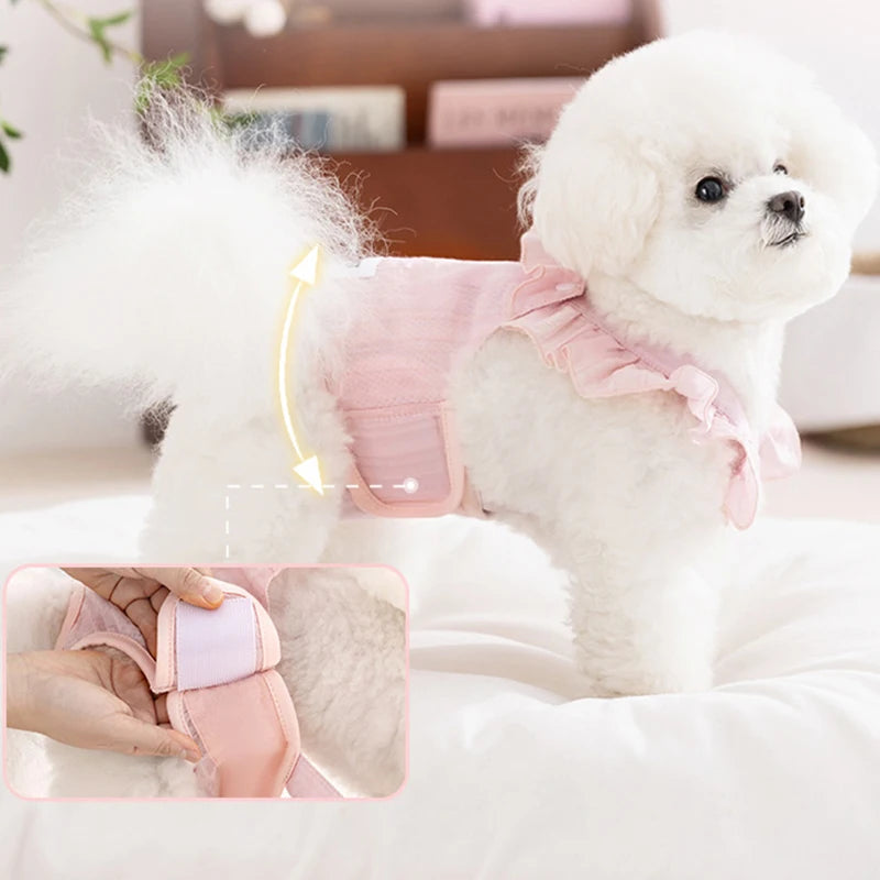 Suspender-Style Dog Sanitary Pants for Small & Medium Girl Dogs