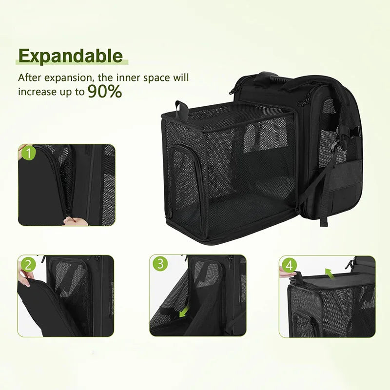 Cat Carrier Expandable Cat Backpack with Shade Cover