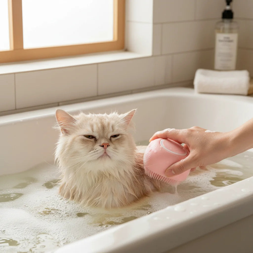 Pet Massage Brush & Shampoo Dispenser