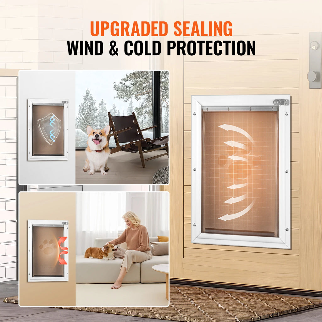 Pet Door Aluminum Frame with Lock and Flap System
