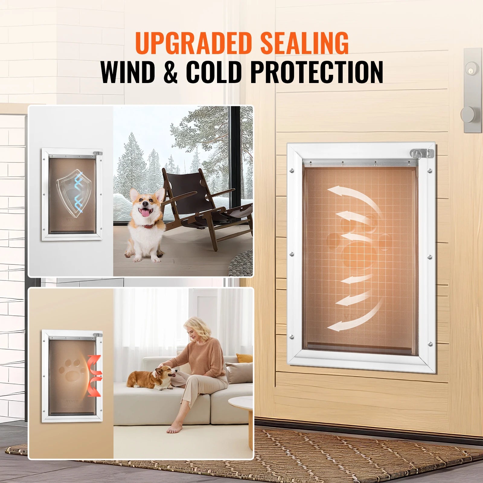 Pet Door Aluminum Frame with Lock and Flap System