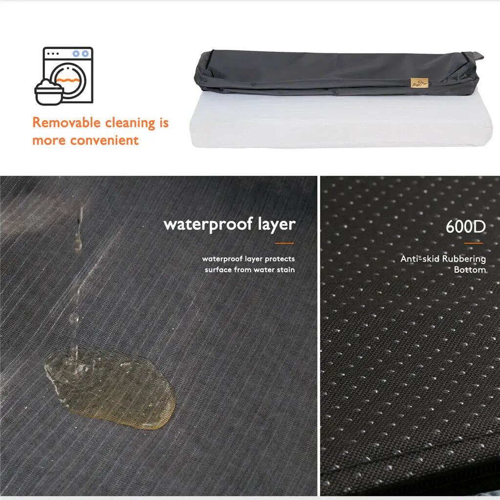 Bed Memory Foam Base Crate Mattress Cushion with Washable Cover Waterproof