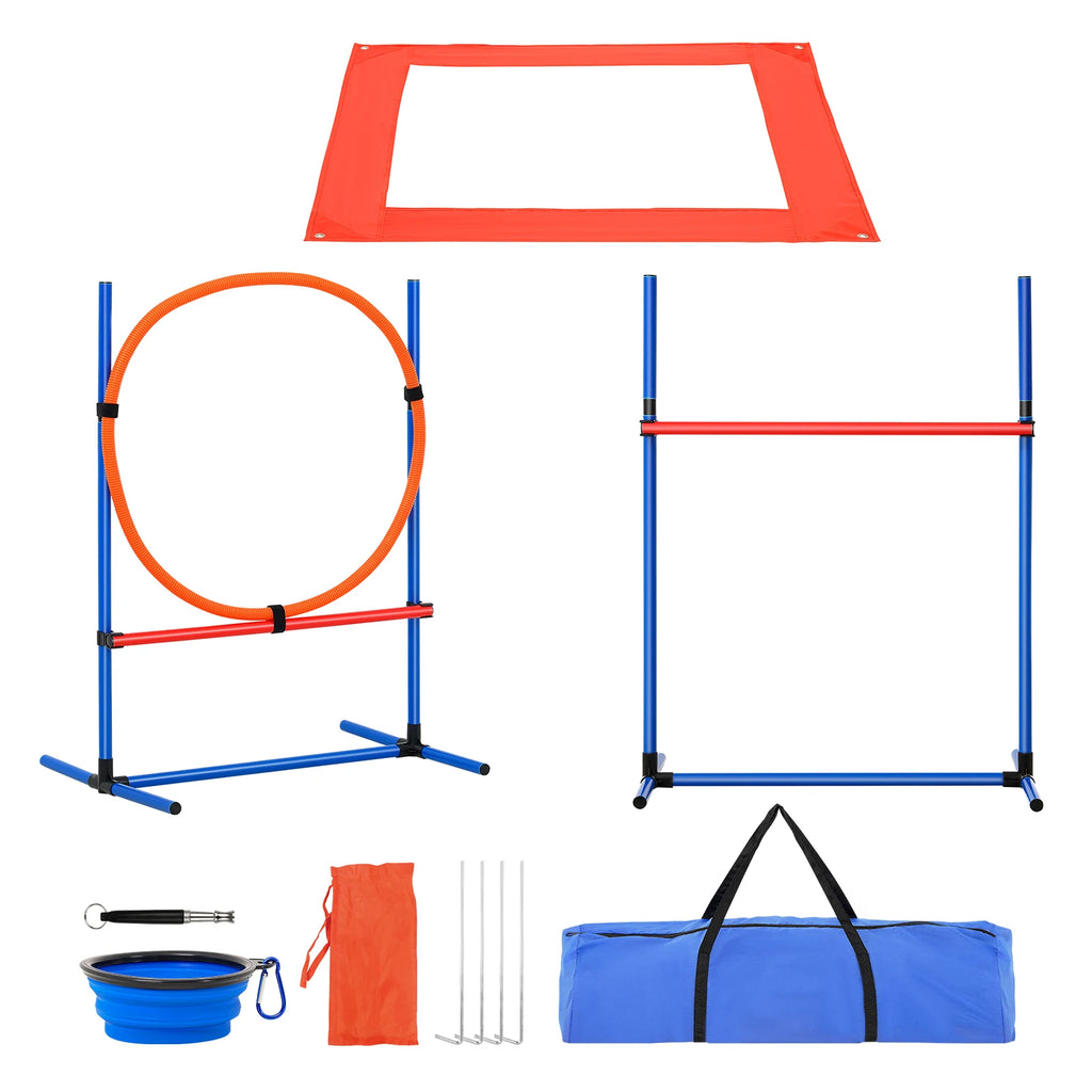 Dog Agility Training Equipment 4 PCS Set with Adjustable High Hurdles