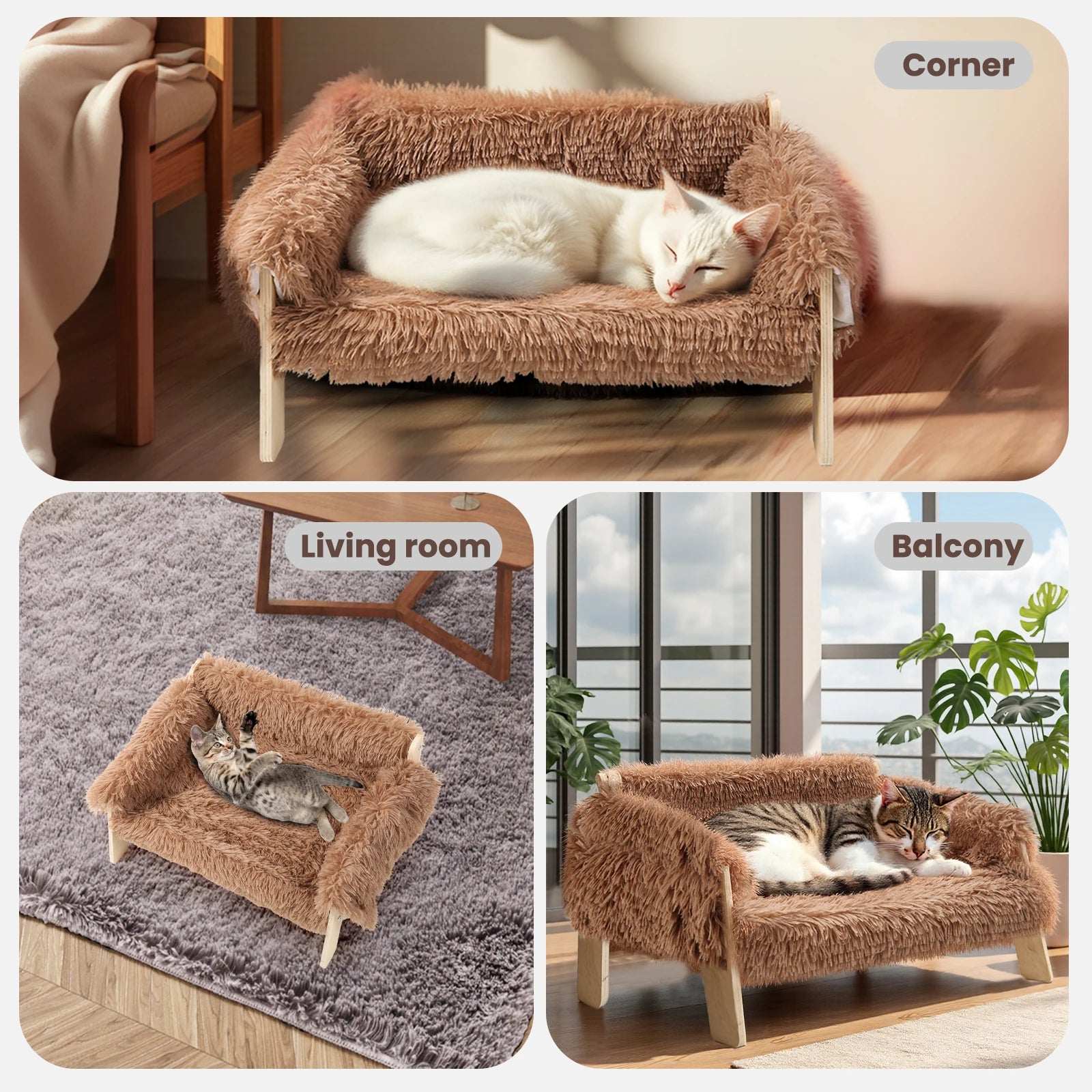 Large Cat Bed Sturdy Wooden Leg Raised
