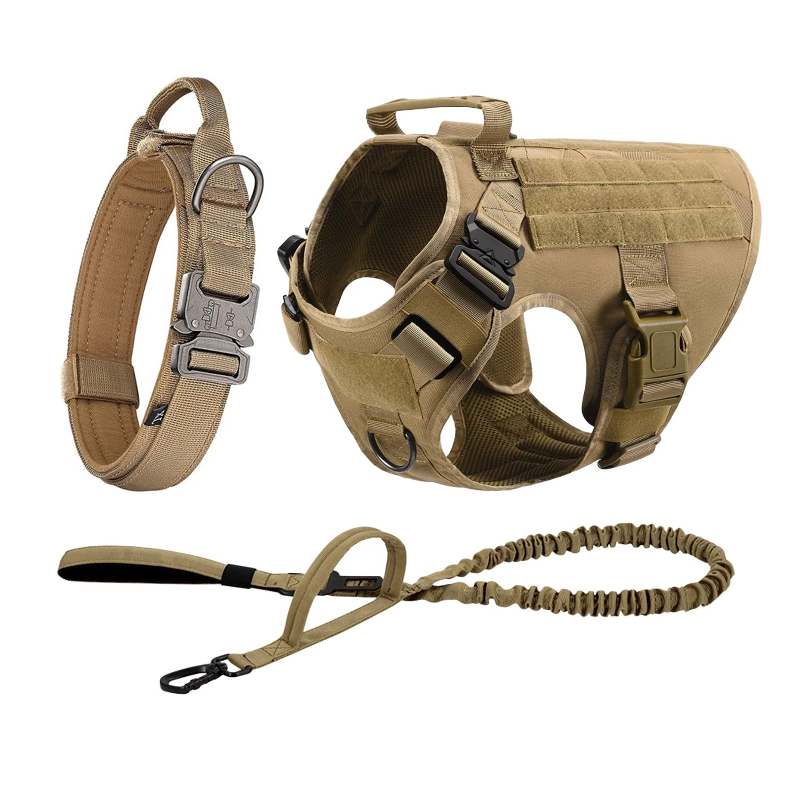 Tactical Dog Harness Collar Leash Pouches