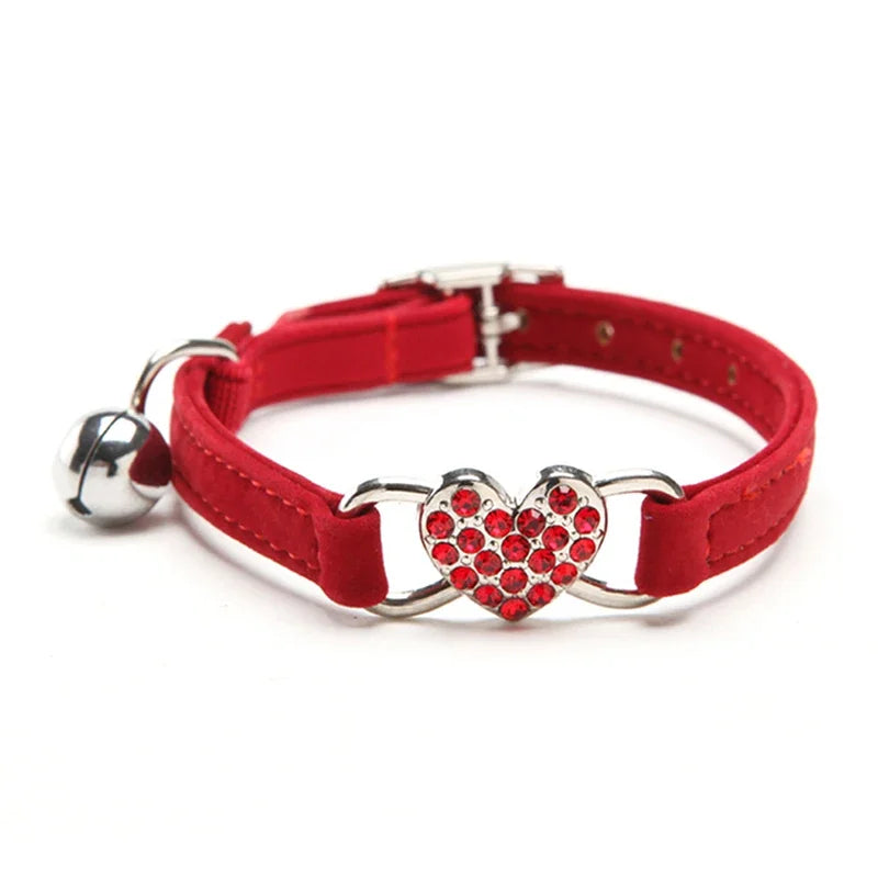 Heart Charm Bell Cat Collar